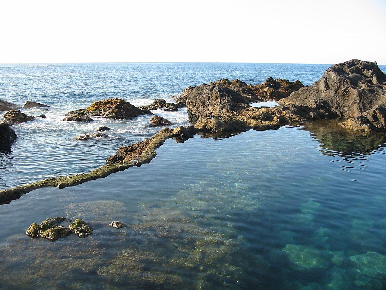 Natural lava rock pools filled with seawater at El Caletón, Garachico