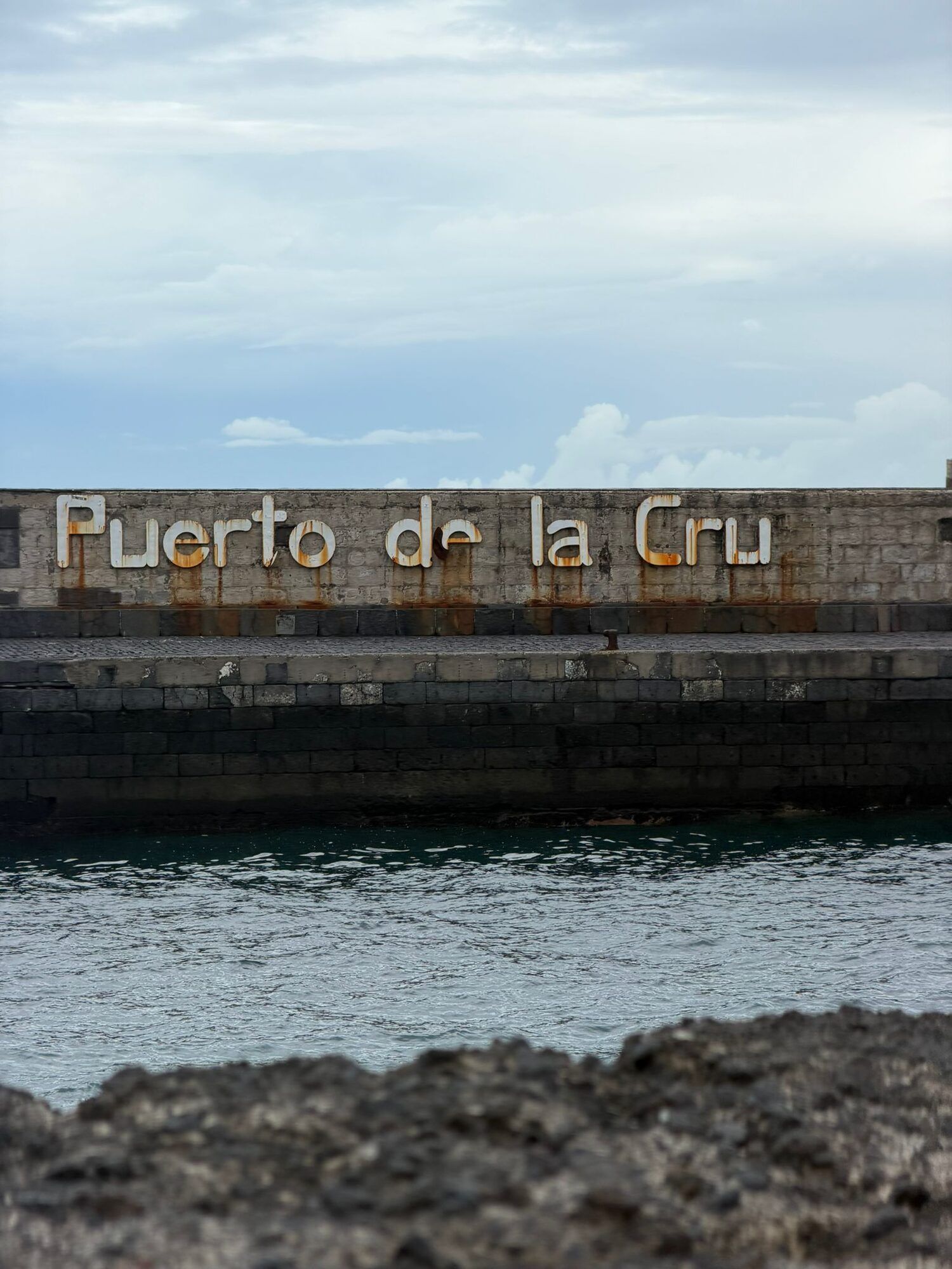 Puerto de la Cruz lettering on the harbour wall